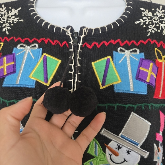 Vintage 90s Holiday Grandma Ugly Christmas Sweater Cardigan Size Small - Picture 7 of 13